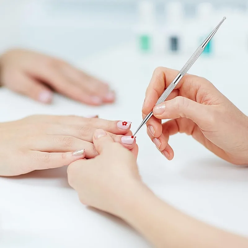 4 pz/Set Nail Art punteggiatura strumenti Stailess Steel UV Gel Liner Polish Brush doppie estremità punteggiatura disegno pittura Set di penne di cristallo