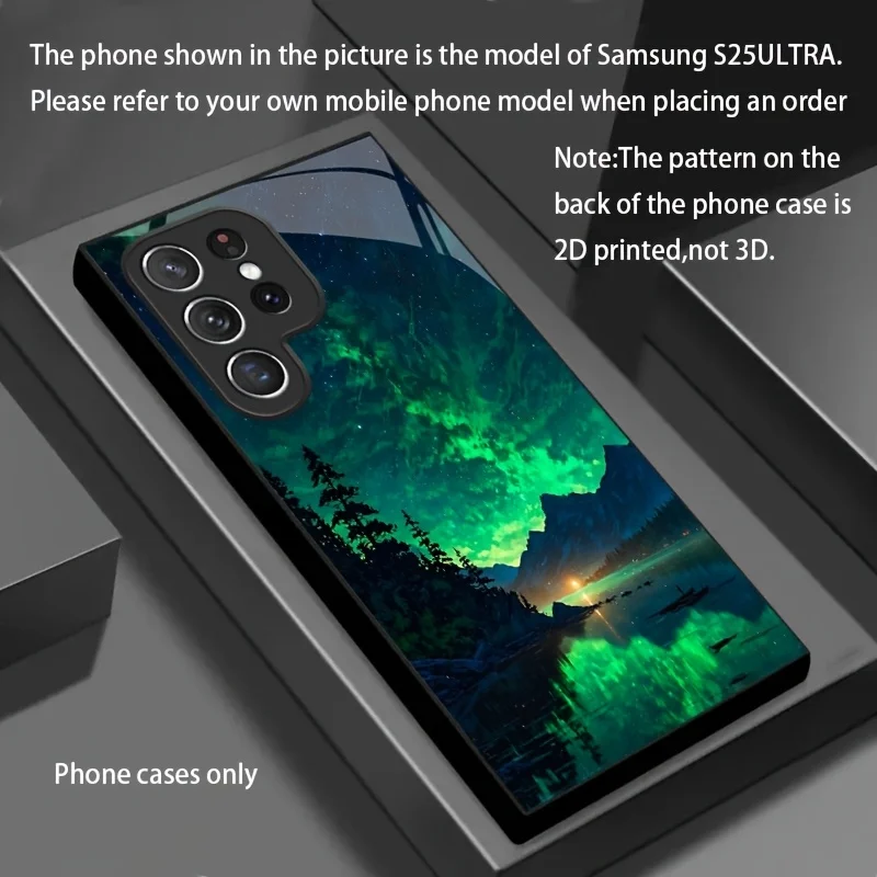 Green Aurora phone case - New tempered glass phone case  for Galaxy S26/S25/S24/S23 Ultra /S22 Ultra/S20 Ultra/56/A72/A73 5G