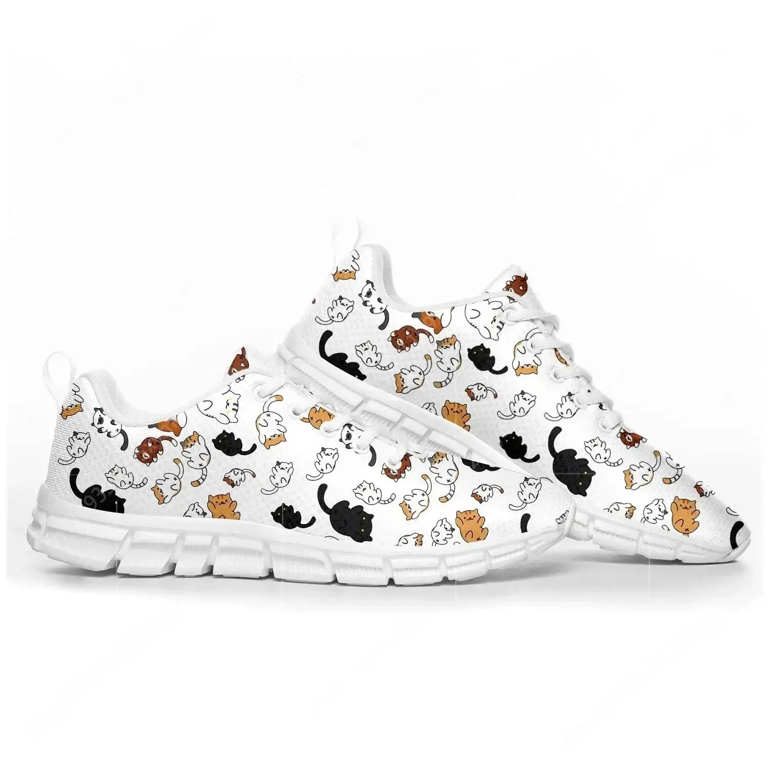 Cute Fat Cat Pet Cat Pop Sports Shoes Mens Womens  Sneakers Casual Custom High Quality Couple Shoes White