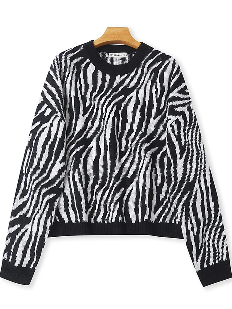 

Women's Loose Long Sve Knitted Sweater Crew Ne Leopard Print Spring Autumn New Sle Comfortable Casual Top Love Love