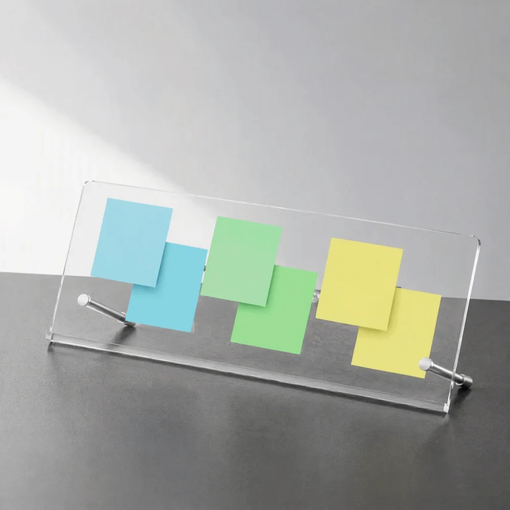 Adhesive-Free Monitor Memo Board Reusable Movable Sticky Note Holder Acrylic Space-Saving Under Monitor Organizer Home Use