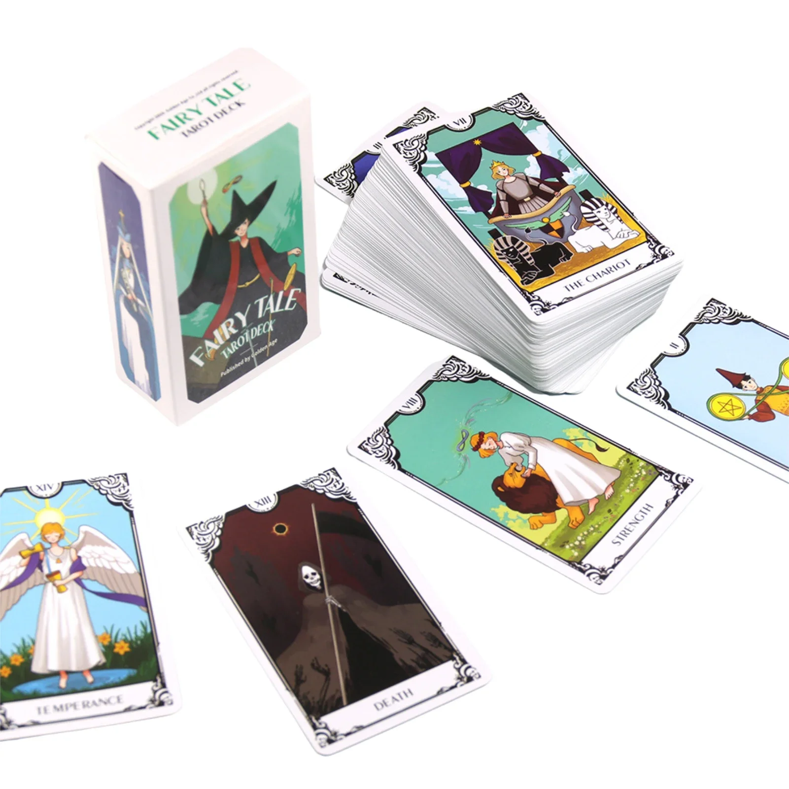 1 Uds. Baraja de Tarot de cuento de hadas para principiantes, juego de guía, 78 cartas, 6 cartas de cancha adicionales de animales lindos, juego de cartas