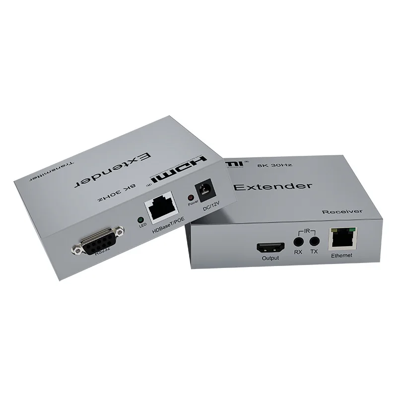 8k HDBaseT HDMI Extender Over Cat6/6a Cable 100M 4k 120Hz Video Transmitter and Receiver HDMI Ethernet Extender Connect PC To TV