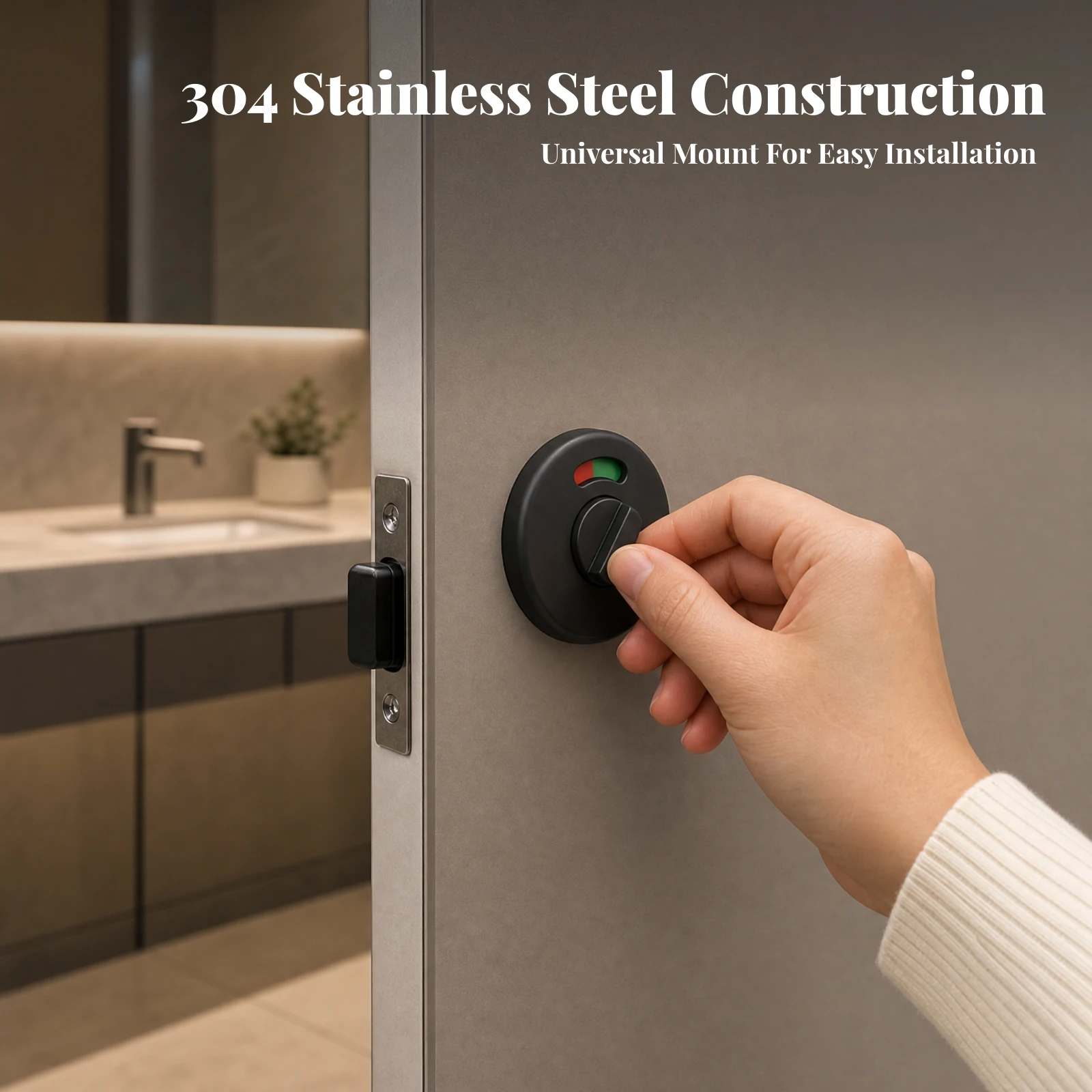 Restroom Partition Door Indicator Lock Surface Mounted Privacy Lock with Vacant Occupied Indicator Door Latch Stainless Steel