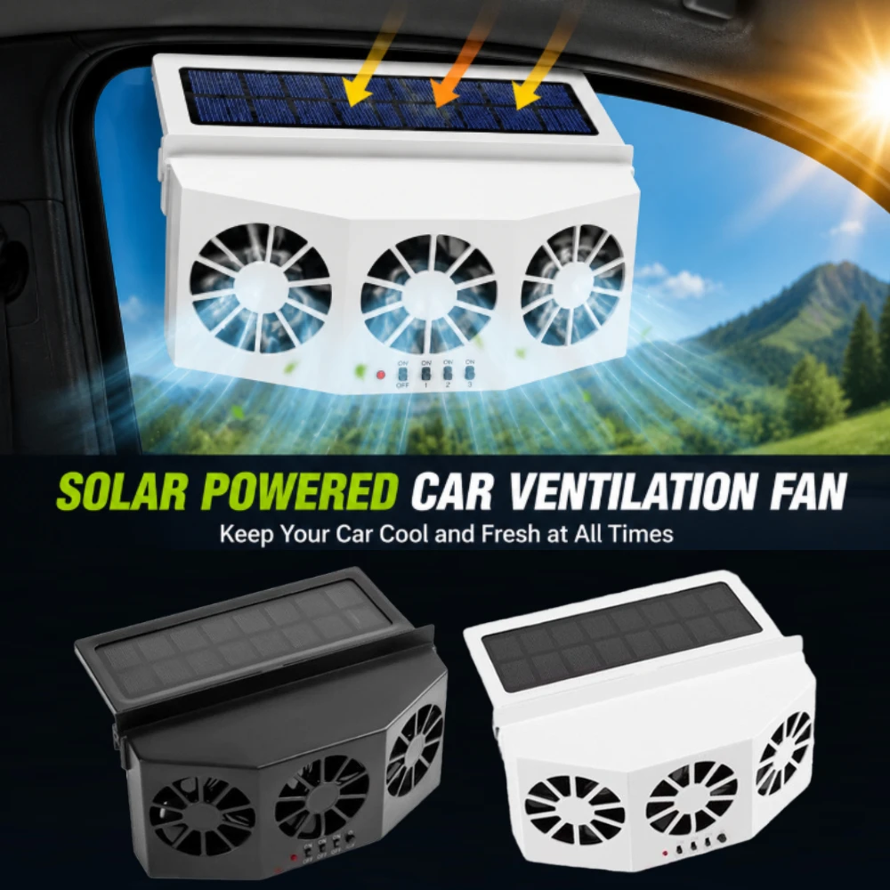Renewable Energy Fan - Car Window Exhaust Fan USB Rechargeable/Solar