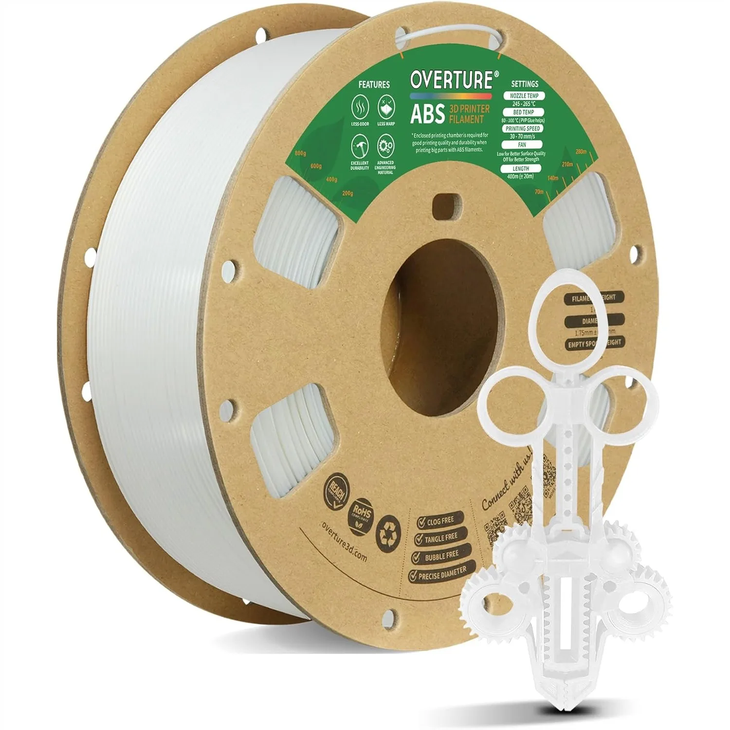 

ABS Filament 1.75mm, High Strength & Heat-Resistant 3D Printer Filament, Low Warping, Excellent Durability, 1kg Spool, High