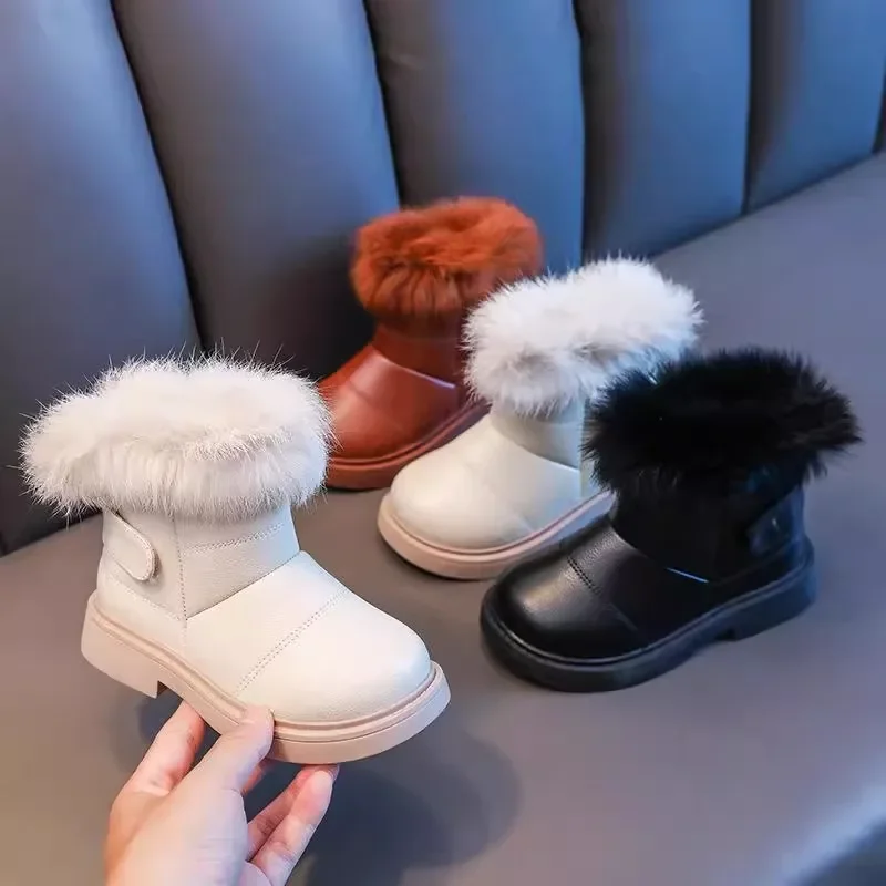 

Girls' Cotton Shoes Boys' Short Boots with Plush and Thickened Baby Boots Children's Snow Boots Women's Winter New Cotton Boots