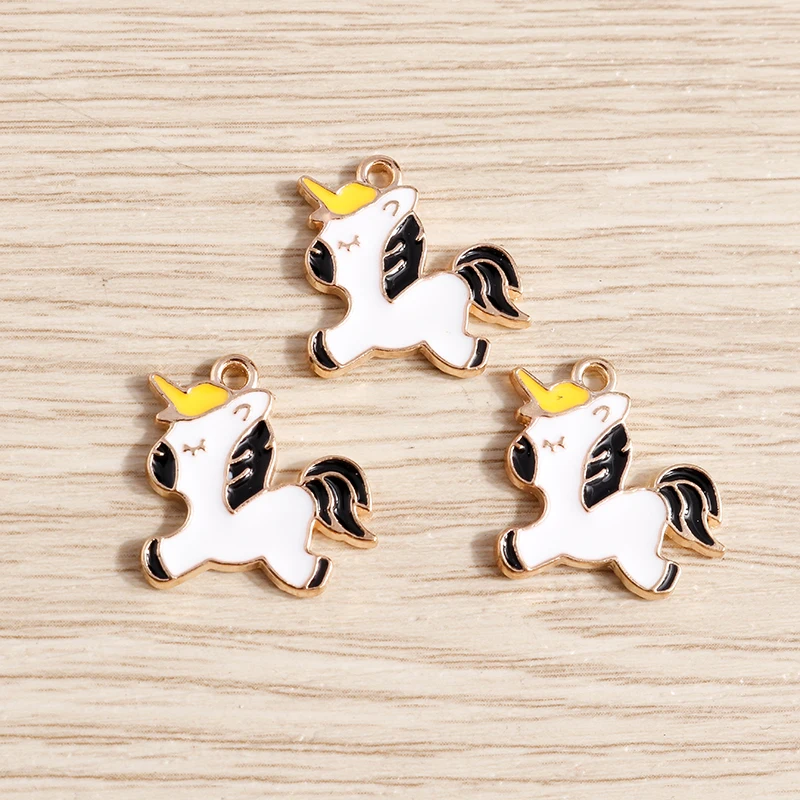 10 Stück 21 x 18 mm Cartoon-Tier-Charms, Emaille-Pferde-Charms für die Schmuckherstellung, Ohrringe, Anhänger, Halsketten, DIY-Bastelzubehör – Detail 5