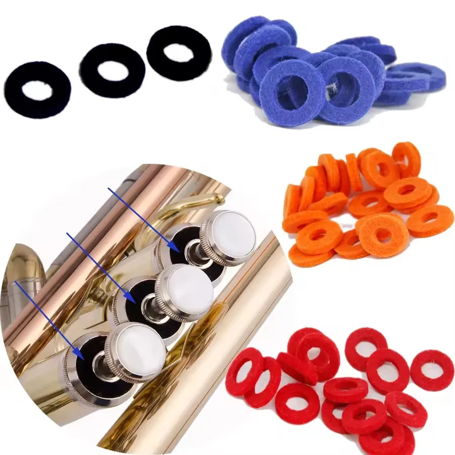 50 Uds válvula de trompeta Cornet arandelas de fieltro almohadilla piezas de instrumentos de latón Acc