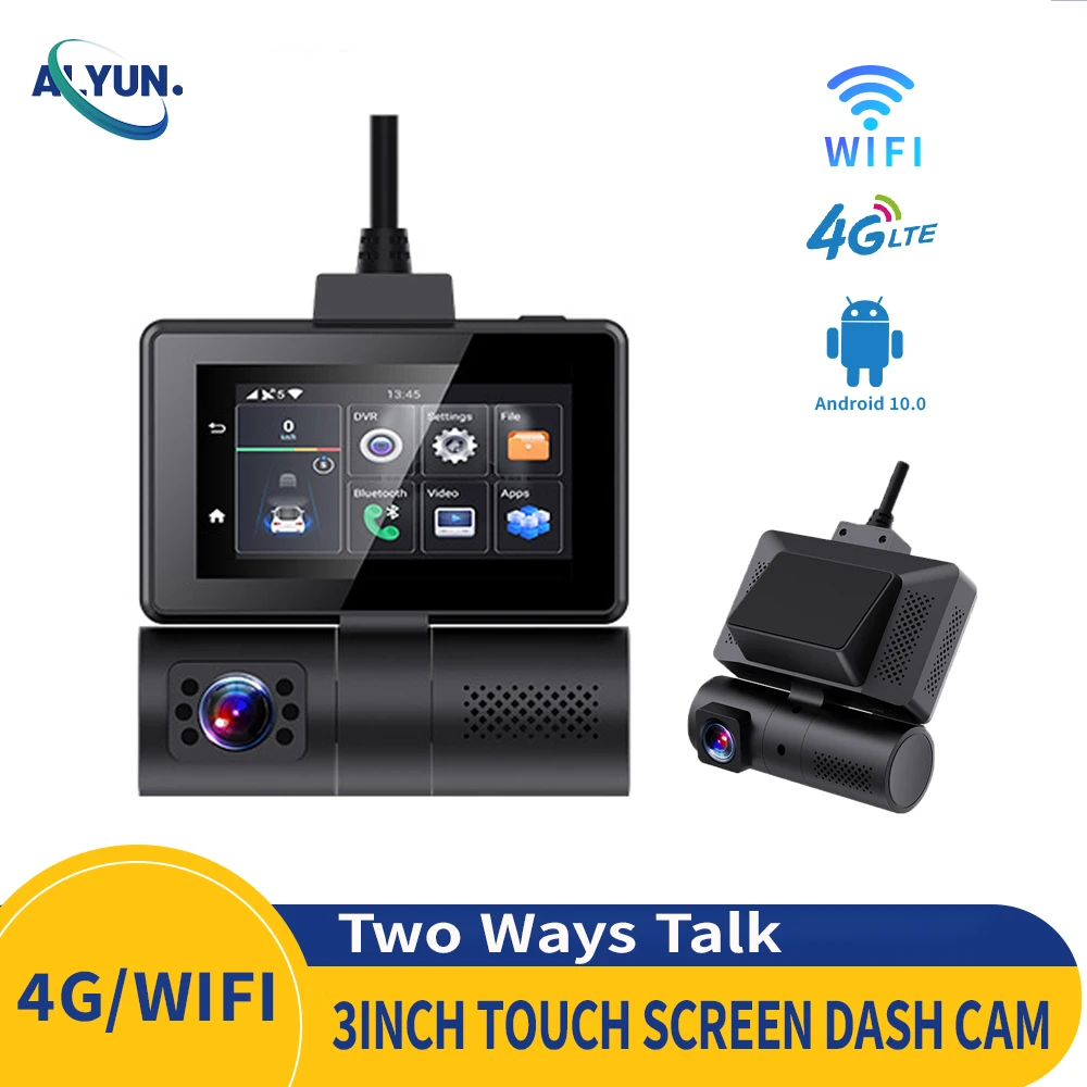 

3''Touch ADAS 4G Android Dash Cam DVR Remote Parking Monitor WIFI GPS Dual lens 2WAY Talk Live Streaming on Car ASSIST APP