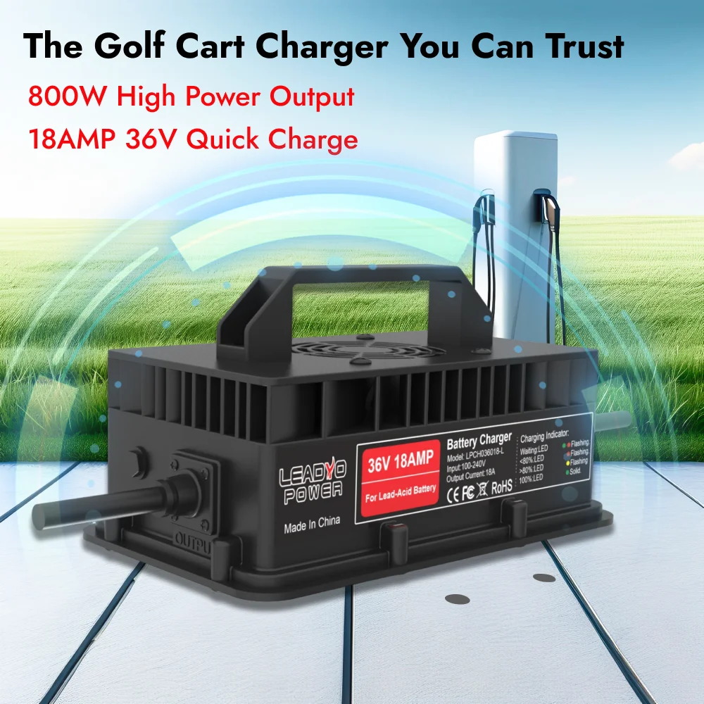 36V Lead Acid Charger 18A Golf Cart Battery IP67 Waterproof for EZGO TXT Crowfoot Plug Battery intelligent 36V Fast Charge