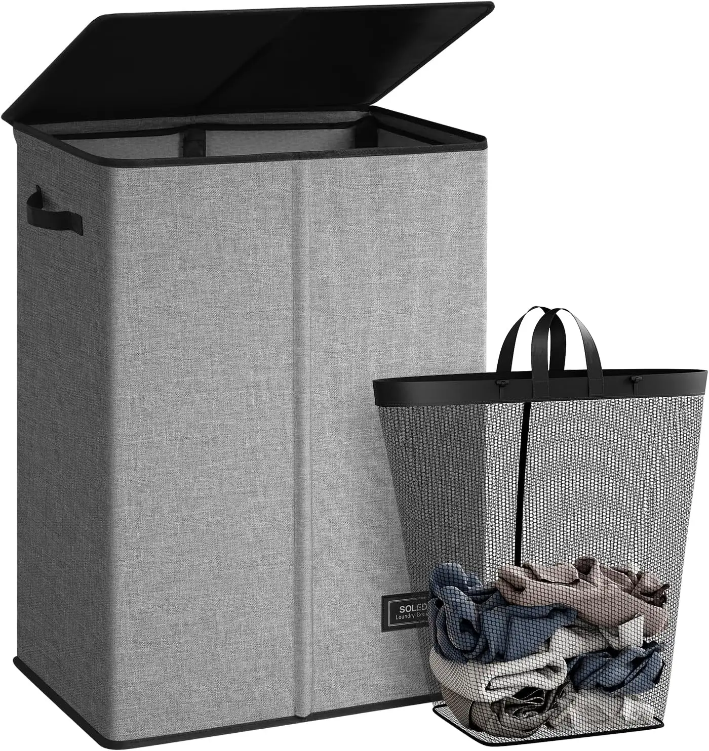 

Large Collapsible Laundry Basket with Lid, Removable Bag, 130L Capacity for Bedroom Bathroom Dorm