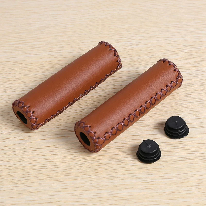 3 Pair Vintage Leather Bicycle Grips Grips Trekking Handlebars Cover Colour: Brown