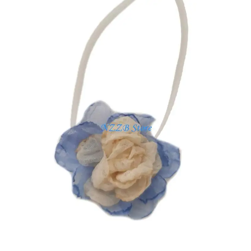 

T21F Elegant Big Flower Choker Necklace for Women Girls Party Wedding Jewelry Gift