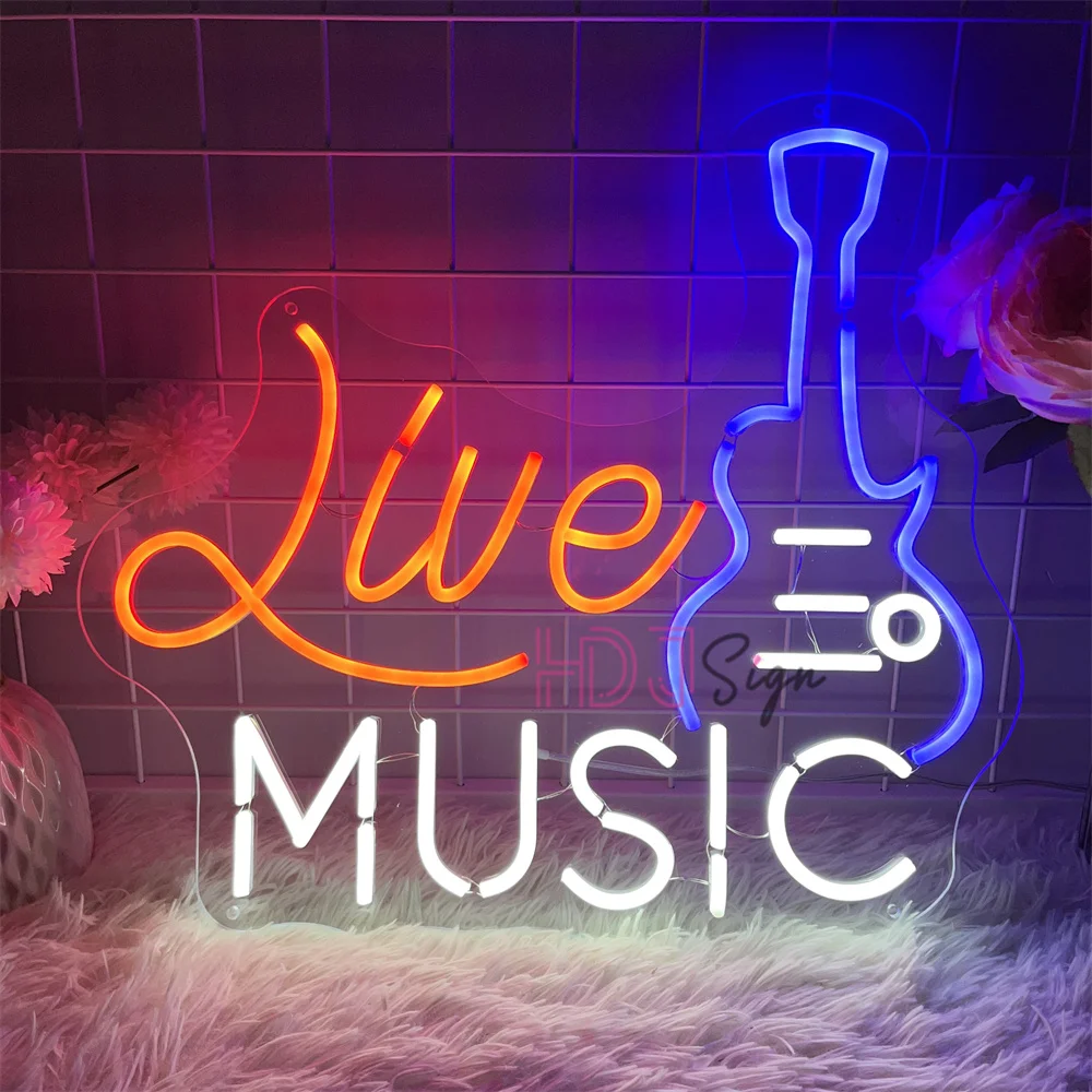 Live Music Neon Led Sign Home Art Party Music Room Decoration Game Room Concerts Neon Lights USB Party Bar Club Wall Decor Signs