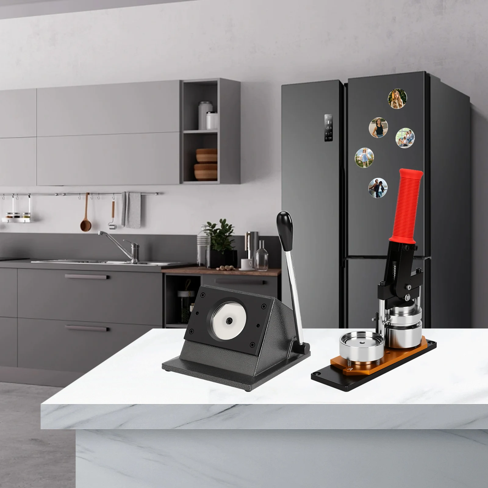 Badge Making Machine, Magnet Making Machine, Photo Making Machine, Button Making Machine for making fridge magnets, badges, etc.