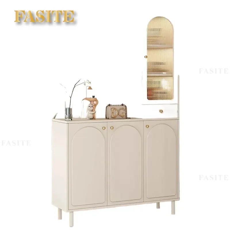 For Modern Entrance Cabinet Living Room Wine Storage Changhong Glass Shoe Cabinet Screen Partition Cream Style Home Decor