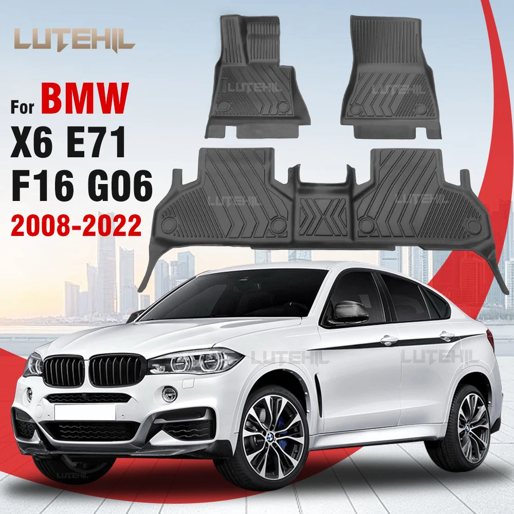 

For BMW X6 All Models E71 F16 G06 2008-2022 All-Weather TPE Car Floor Mat Automotive Carpet Cover Interior Protector Accessories