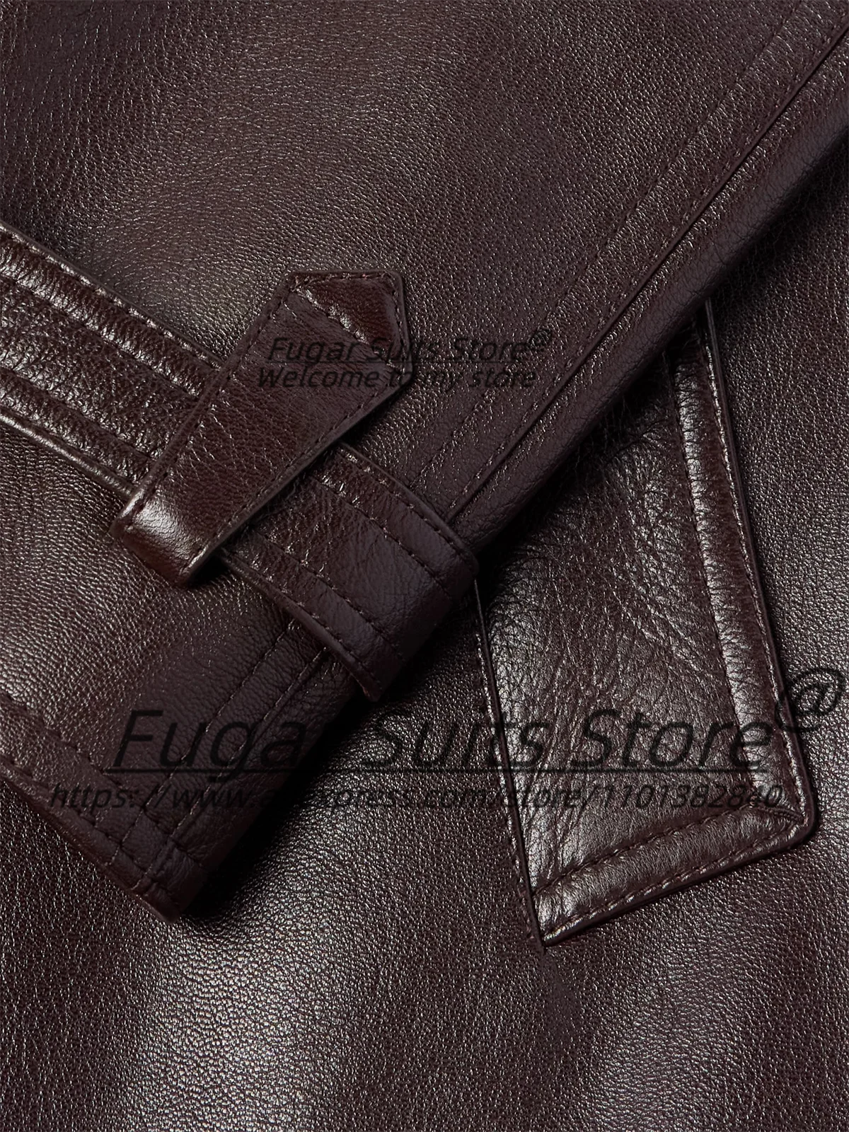 High-end Leather Long Men Suits Slim Fit Double Breasted Groom Party Prom Tuxedos 2Pieces Sets Handsome Male Blazers Ropa Hombre
