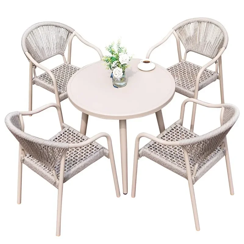 

Outdoor rope table and chair courtyard carbon steel garden balcony open-air cafe leisure