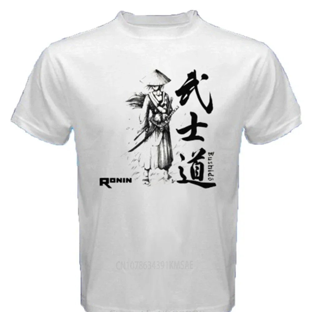 

Новинка, белая футболка Ronin Bushido Самурай японский с символом, размер S M L XL 2XL 3XL, хорошее качество, брендовая хлопковая рубашка, стильные крутые рубашки