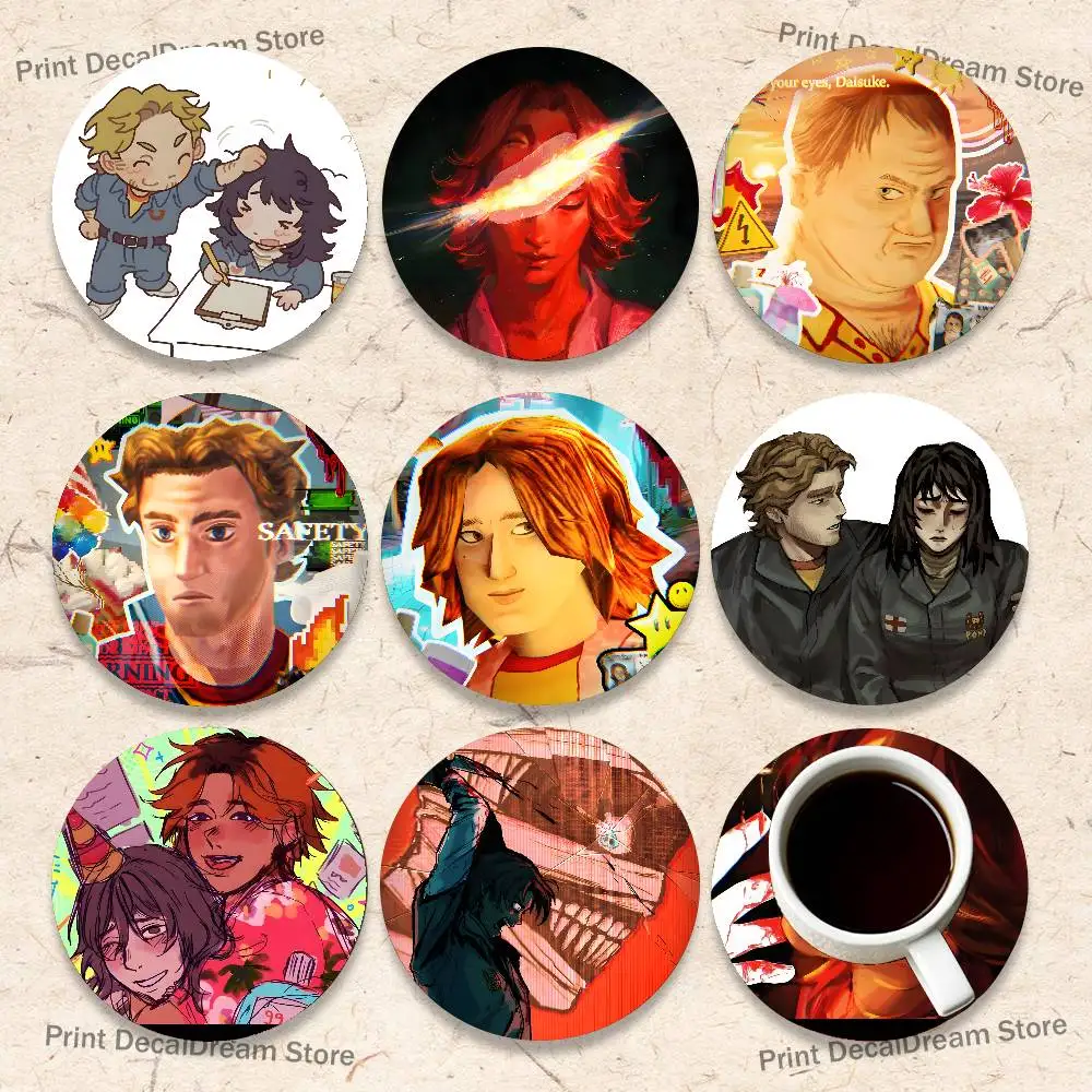 

Horror Game M-MouthwashingS 2D Pattern round Wooden Coaster Decorative Coffee Cup for Use in Coffee Shops Bars Wine Beer