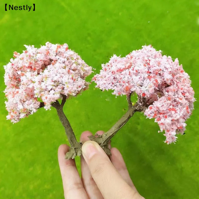 1Pcs Simulation Flower Tree Landscape Vivid Micro Landscape Decoration Durable Plastic Sakura Miniatures Model〔Nest〕