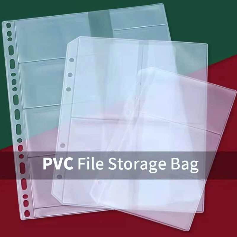 10pcs A5 A6 B5 Transparent Loose Leaf PVC Storage Card Holder Envelopes Zipper Pouch Diary Coil Binder Filler Planner Accessorie