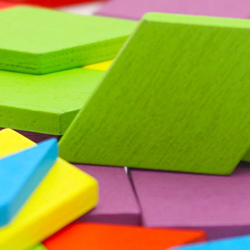 บล็อกไม้ปริศนาฝึกสมองของเล่น 3D แทนแกรมจิ๊กซอว์ของขวัญเพื่อการศึกษา