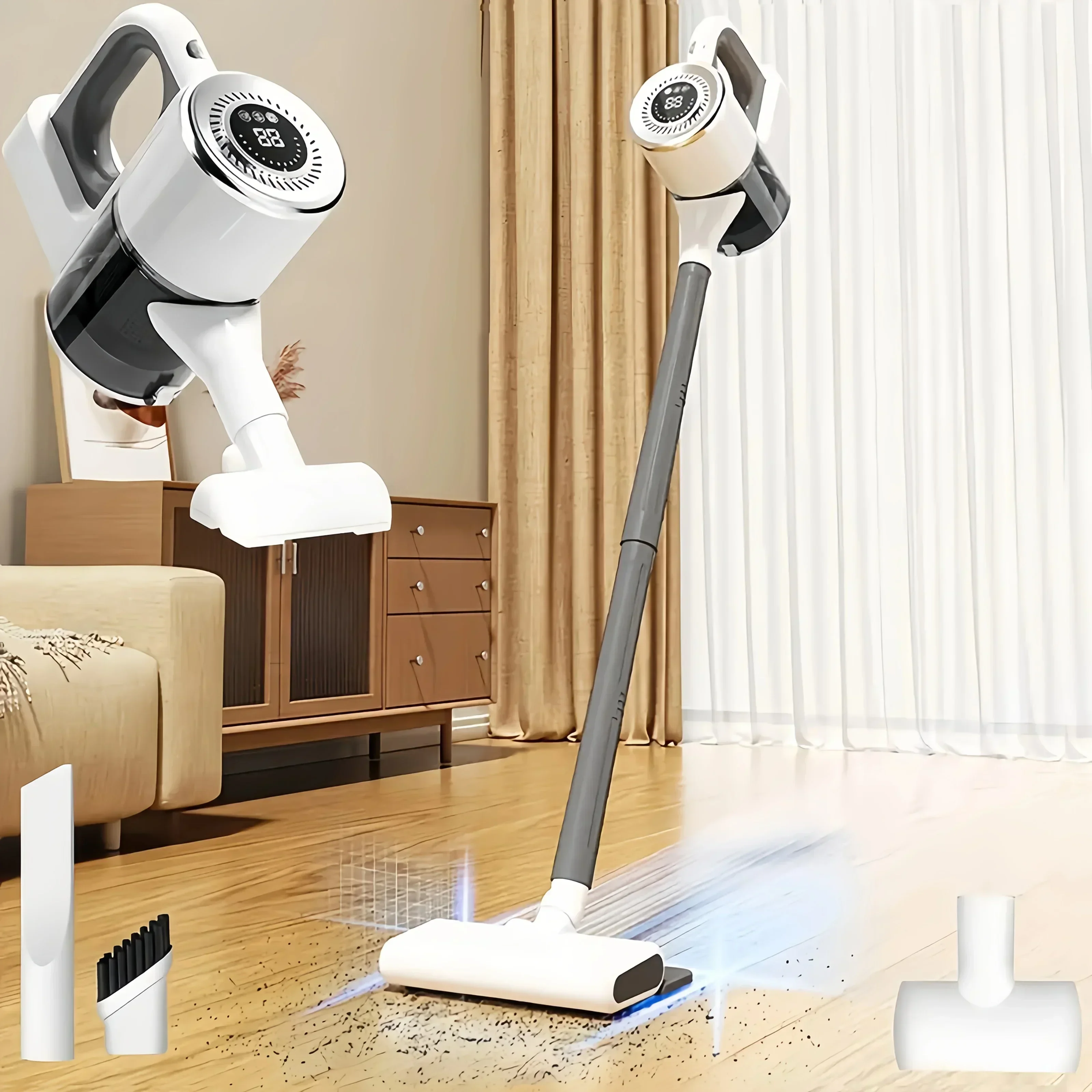 

JKUOO Handheld Cordless Vacuum Cleaner, 18Kpa 55Mins Smart Stick Vac with Tangle-Resistant Design Hard Floor Carpets Pet Hair