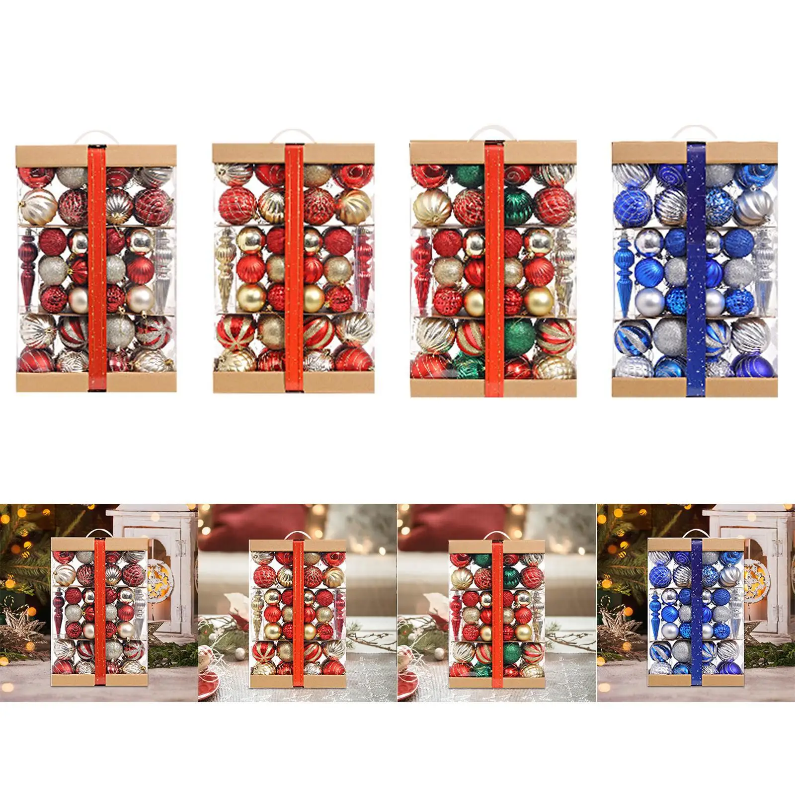 

74x Christmas Balls Ornaments Shatterproof Balls Christmas Tree Decorations Set for Xmas Tree