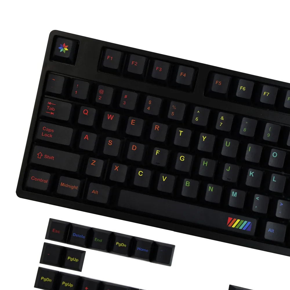 1 Set GMK Midnight Rainbow Keycaps PBT Dye Sublimation Key Caps Cherry Profile Keycap With ISO Enter 7U Spacebar 1.75u 2u Shift