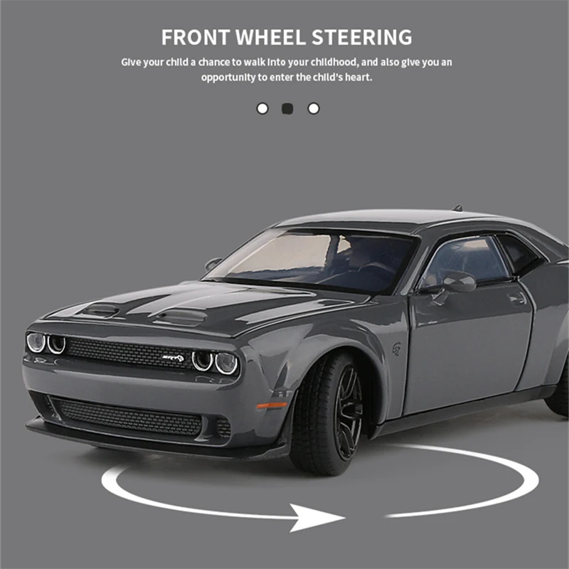 1:32 Dodge Challenger SRT Alloy Sports Car Model Diecast Metal Toy Muscle Car Model Simulation Sound and Light Children Toy Gift