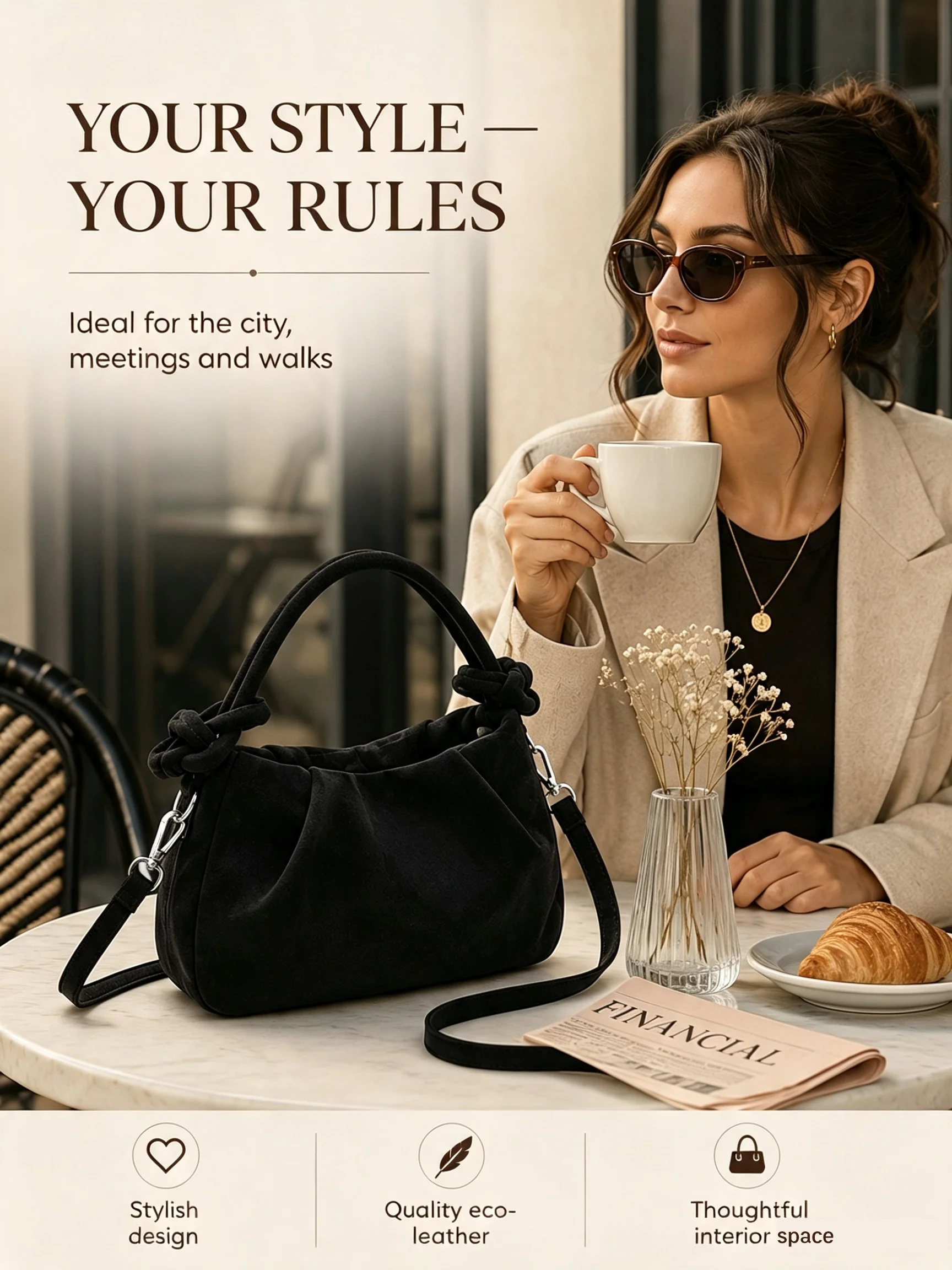 Large Suede Tote Bag for Women, Soft Shoulder Handbag, Fashion Pleated Shopper Bag, Casual Travel Purse with Magnetic Closure