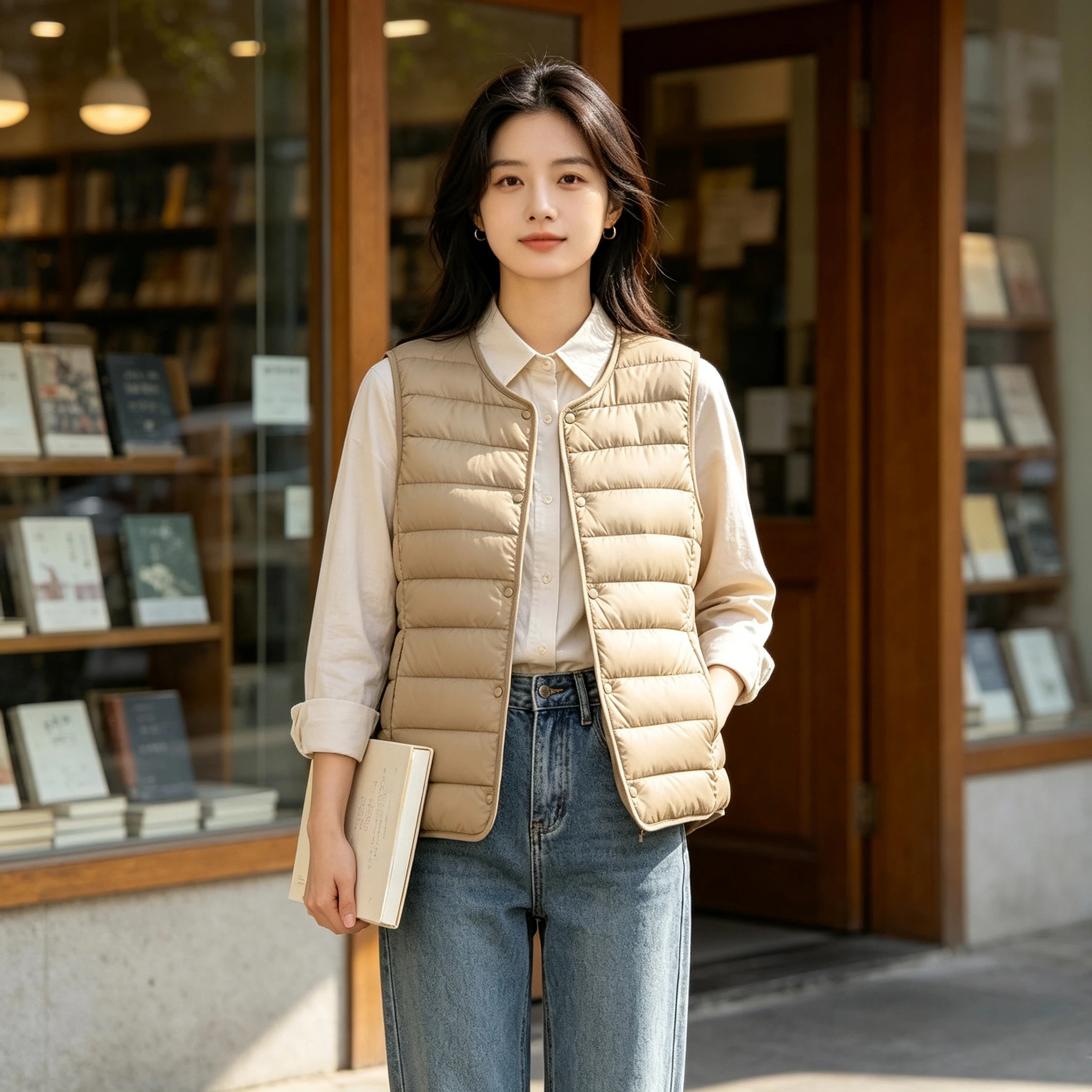 Woman Vest Autumn Winter Warm Down Cotton Vests Female Ultra light round neck Waistcoat Women's Sleeveless Jacket Vest