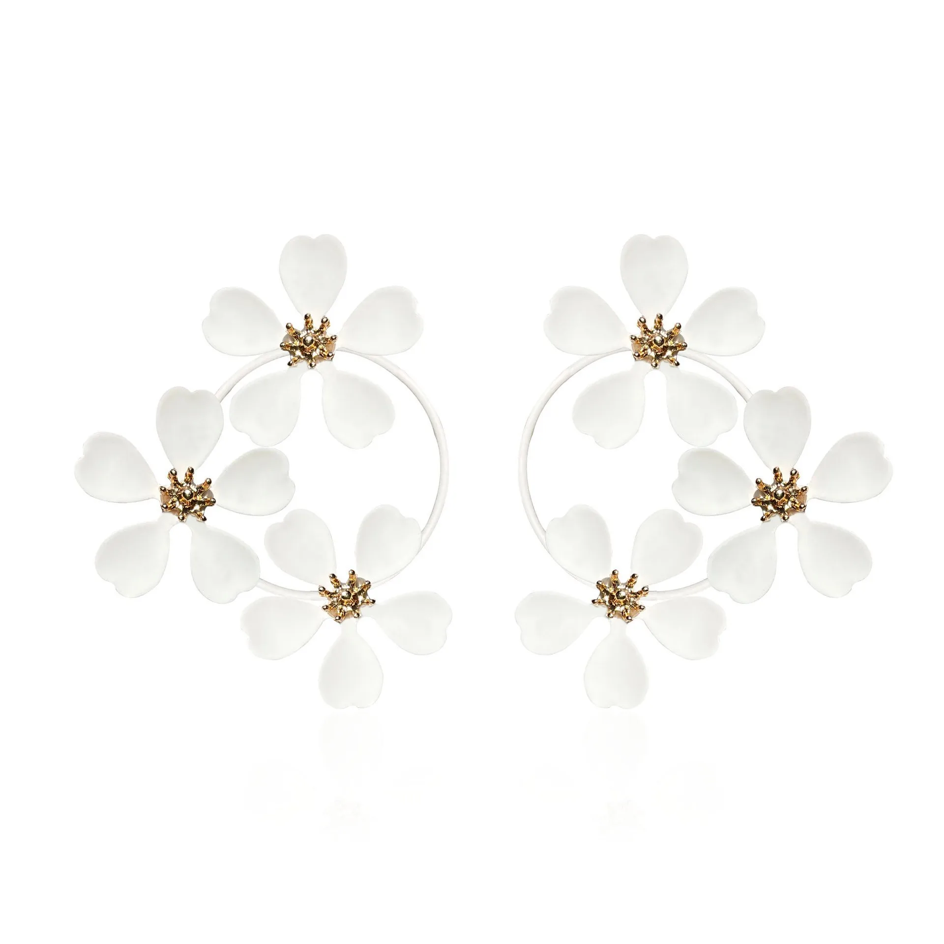 Moda preto branco verde flor brincos para mulheres vintage boêmio verão planta festa romântica jóias acessórios