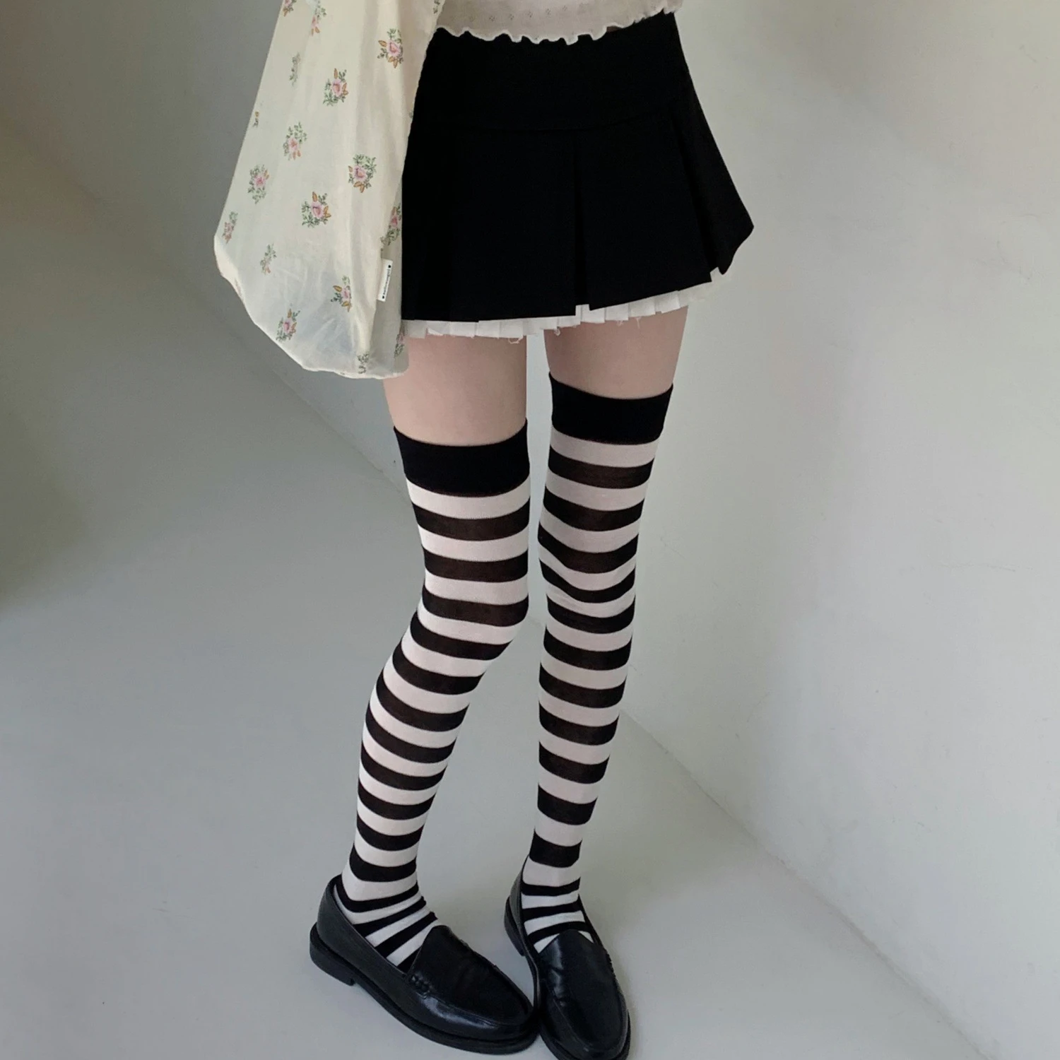 Antibacterial and Anti-pilling Socks Summer Y2k New Japanese Striped Knee Socks Sweet and Cool Girl Calf Socks