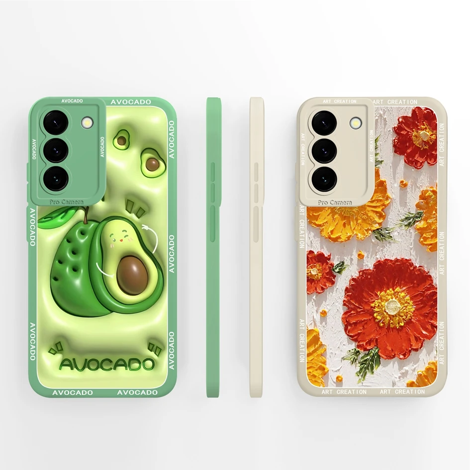 For Samsung S22 Plus S22Ultra Cases Beautiful Avocado Flowers Pattern Liquid Silicone Protective Housing For Samsung S 22 Fundas