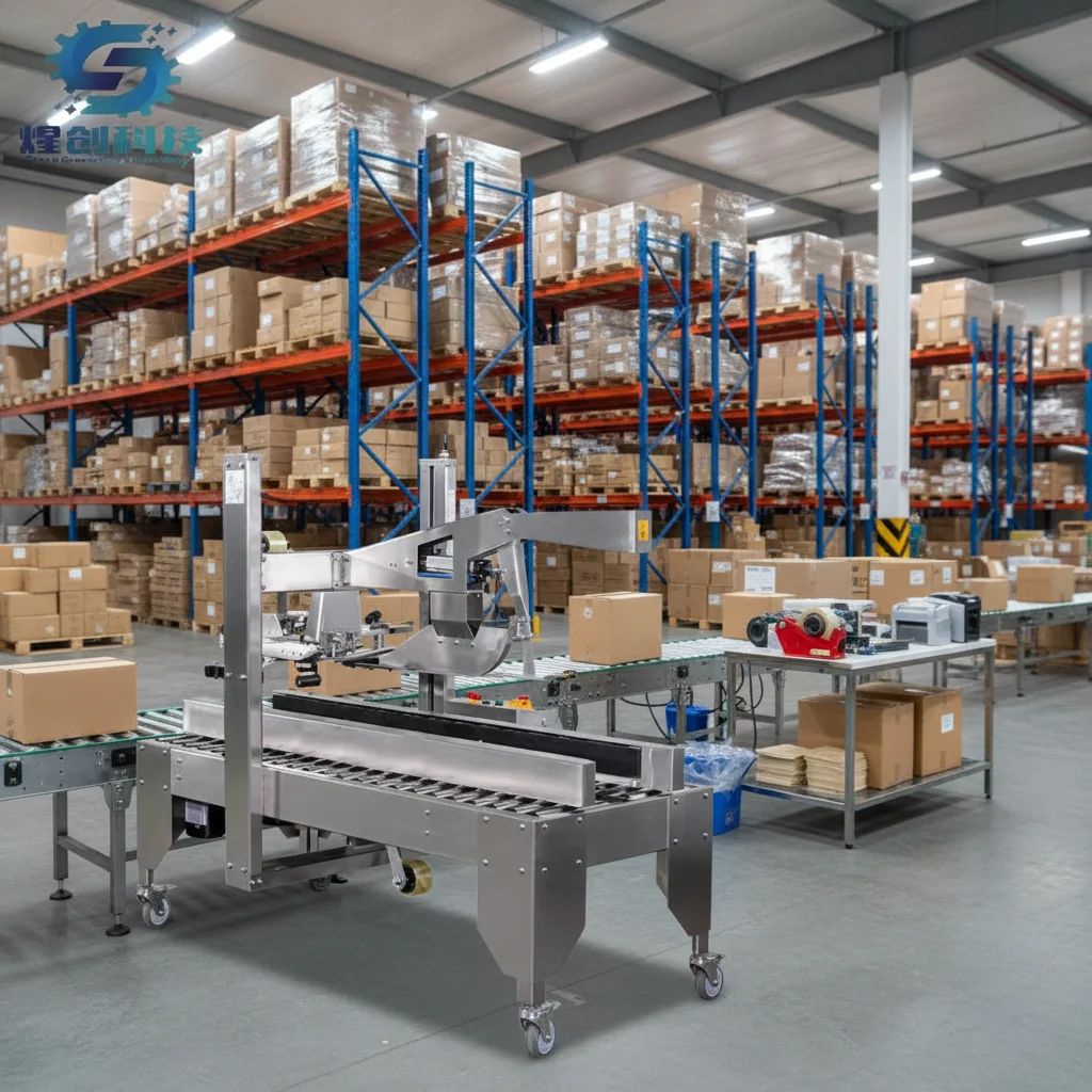 Automatic Stainless Steel Carton/Case/Box Flaps Folding Closing Sealer Taping Sealing Packing Machine