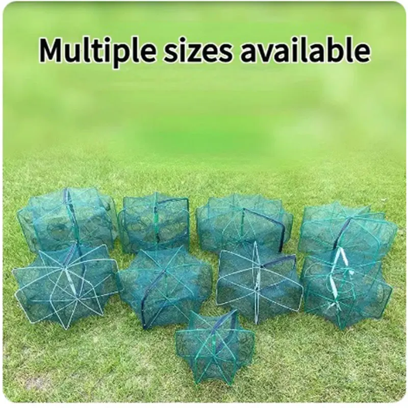 

Fishing Net Mesh Folded Hexagon Octagon 6Holes Fish Shrimp Automatic Trap Crayfish Catcher Fish Network Baits Cast Mesh Trap