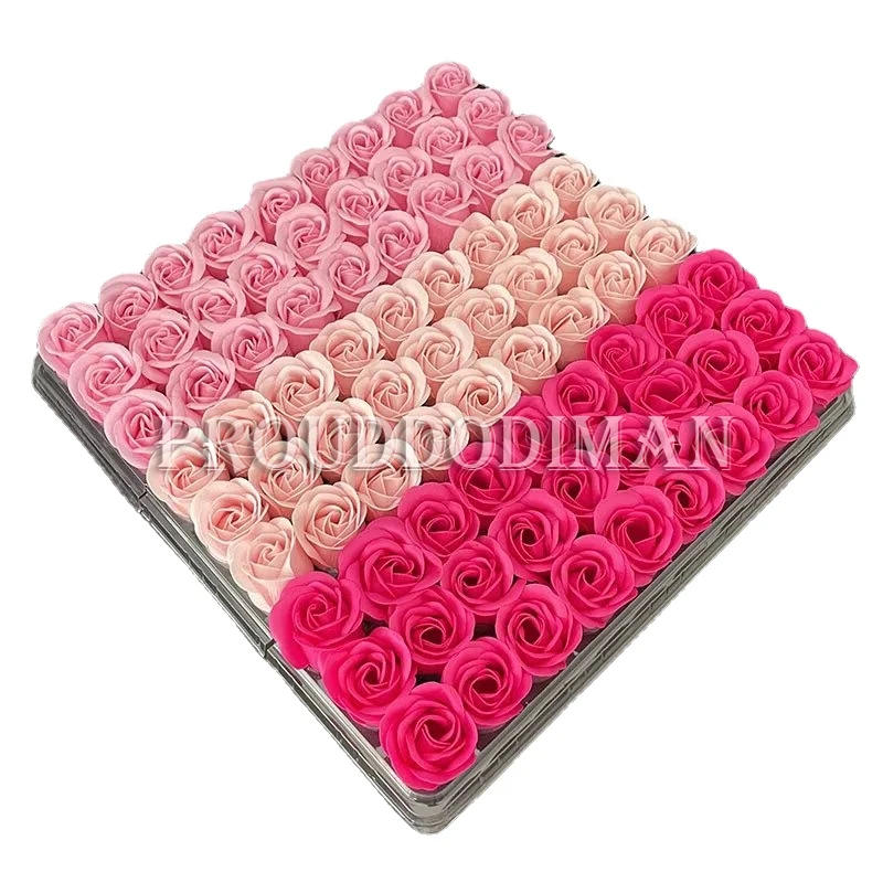 81pcs 3.5x4cm Mix 3 Colors Roses Heads 3 layer No Flower Base Artificial Flowers Diy Wedding Valentine\'s Day Decoration Gift Box