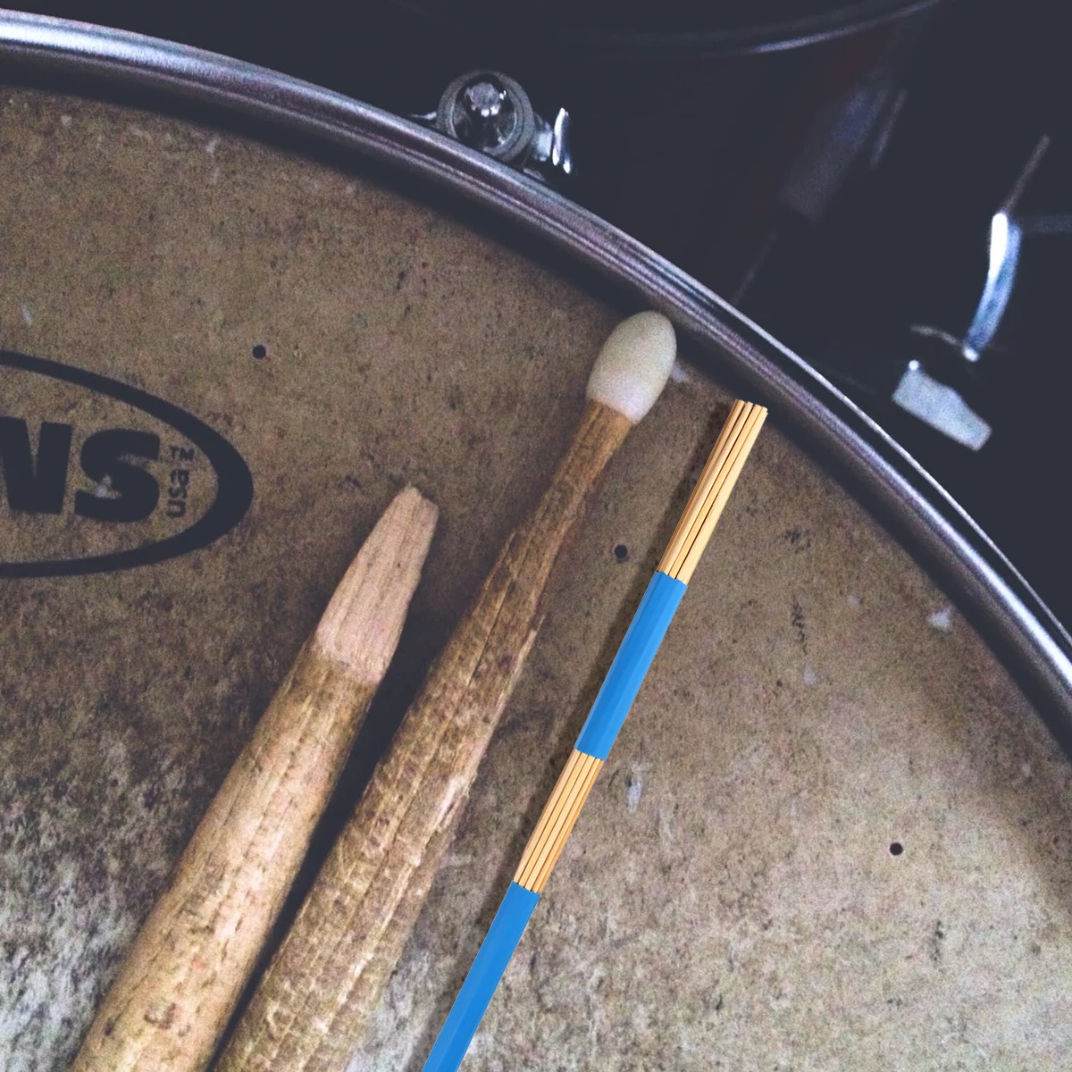 

1Pair Wooden Drum Brushes Sticks for Jazz Folk Music Performance Blue Lightweight Durable Smooth Surface Comfortable Hold