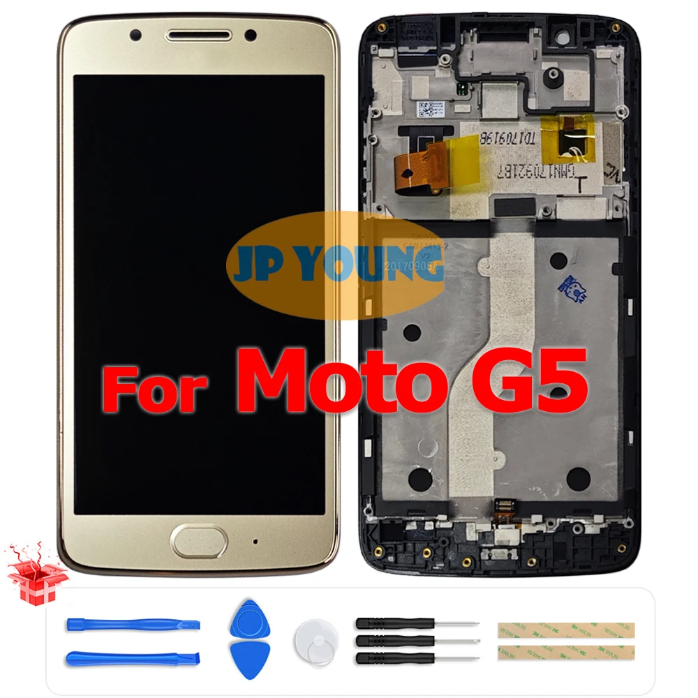Tela LCD Touch Screen Digitalizadora de 5.0 polegadas para Motorola Moto G5 XT1670, XT1671, XT1672, XT1675, XT1676 - Peça de Reposição