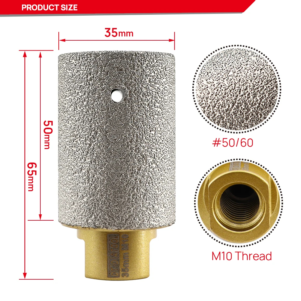 DT-DIATOOL 1 pz 35mm frese filettatura M10 per porcellana ceramica marmo granito punte diamantate rettifica fori esistenti