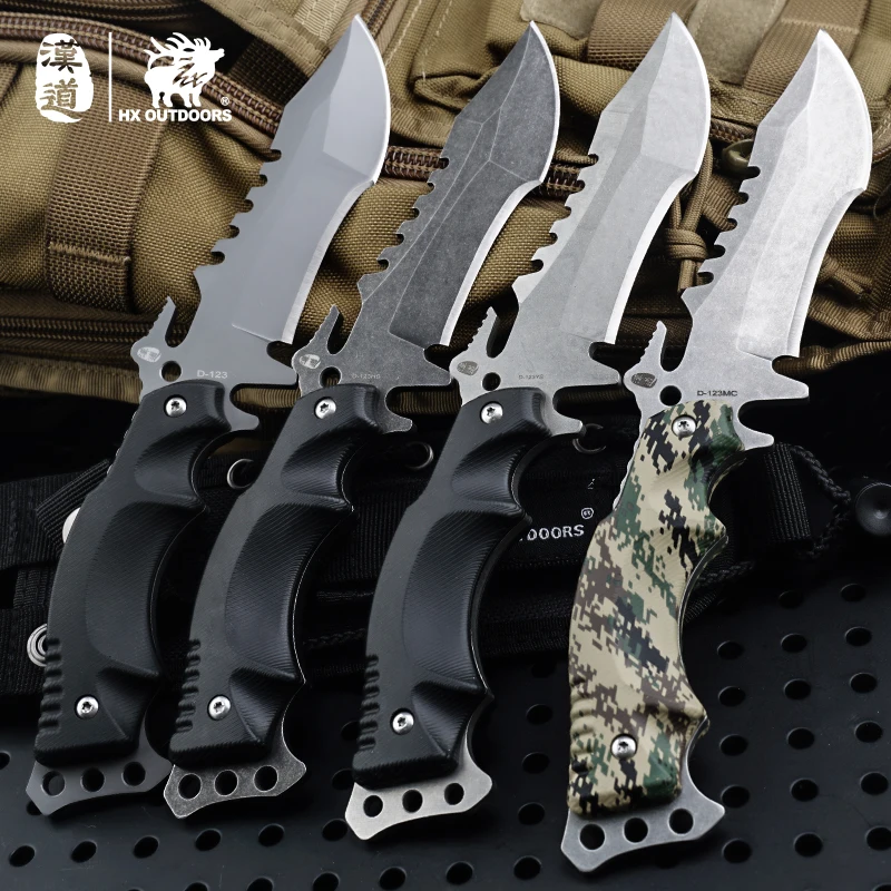 HX all\'aperto TRIDENT Survival Knife Army Hunting 58HRC Full Tang coltelli dritti strumento essenziale per strumenti di autodifesa all\'aperto