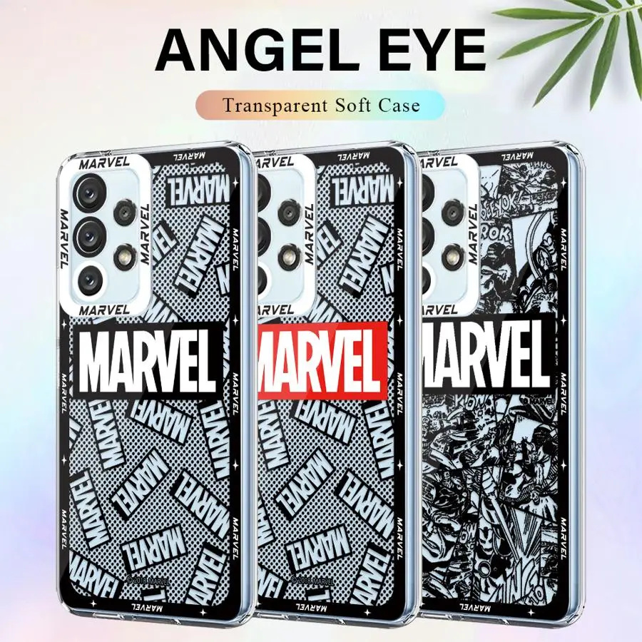 Marvel Logo Phone Case for Samsung Galaxy A35 A55A53 A54 A73 A34 A33 A25 A24 A13 A14 A15 5G Clear Soft Shell