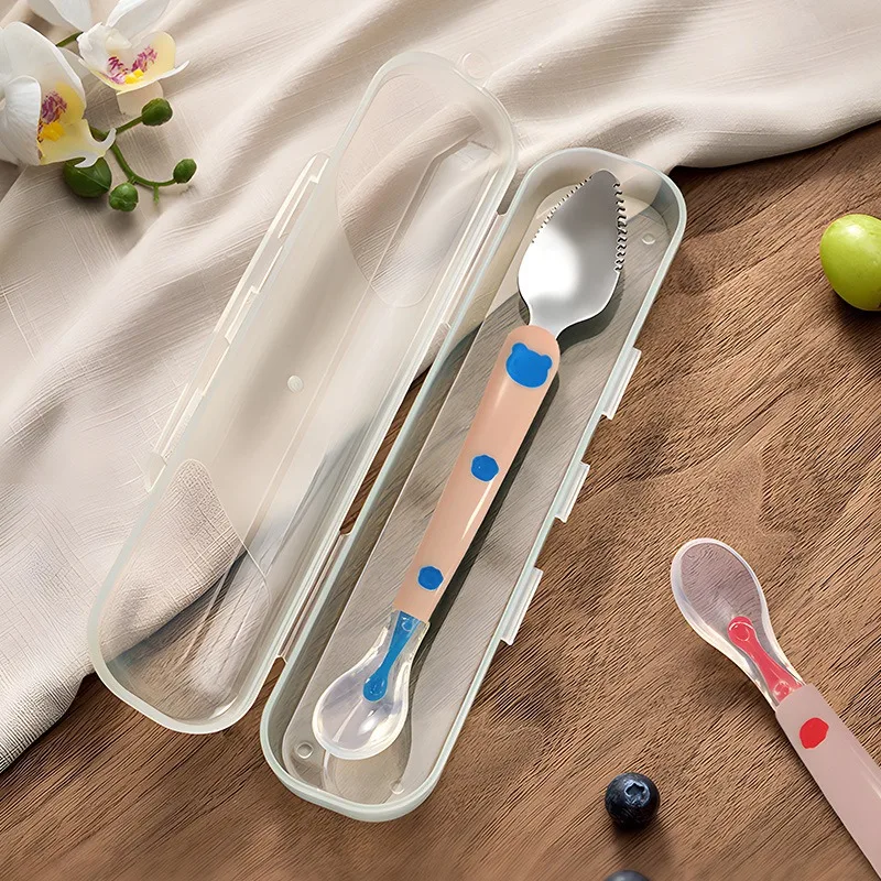 Baby Fruit Scraping Mud Spoon Feeding Spoon Soft Silicone Spoon Baby Easy To Eat Fruit  Mother and Baby Supplies