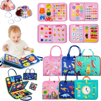 Montessori toddler busy board educational activity basic dress motor skills baby learning toys for travel