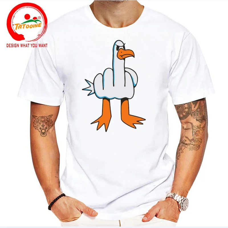 Rude Seagull Design T Shirt Men Fashion Trendy Casual Clothing Stylish Tops Tee Shirt Leisure Tshirt Men's T-ShirtRude Seagull