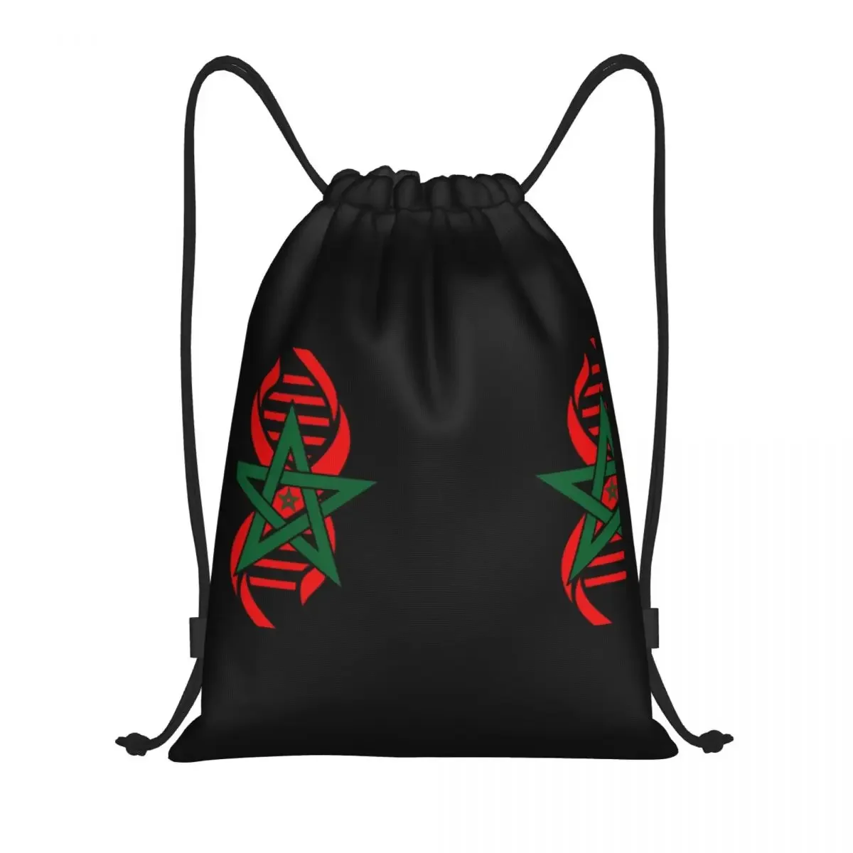 Custom My DNA Is Moroccan Roots Drawstring Bags Women Men Lightweight Morocco Flag Pride Sports Gym Storage Backpack